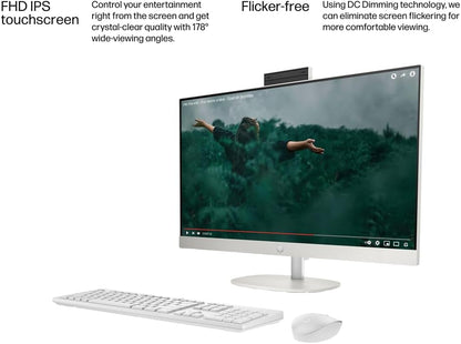 HP 27 inch All-in-One Desktop PC, FHD Touchscreen, AMD Ryzen 5 7520U, 16 GB RAM, 1 TB SSD, AMD Radeon Graphics, Built-in-Speaker, Windows 11 Pro